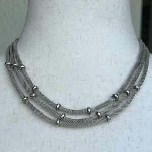 Anne Klein triple strand mesh necklace